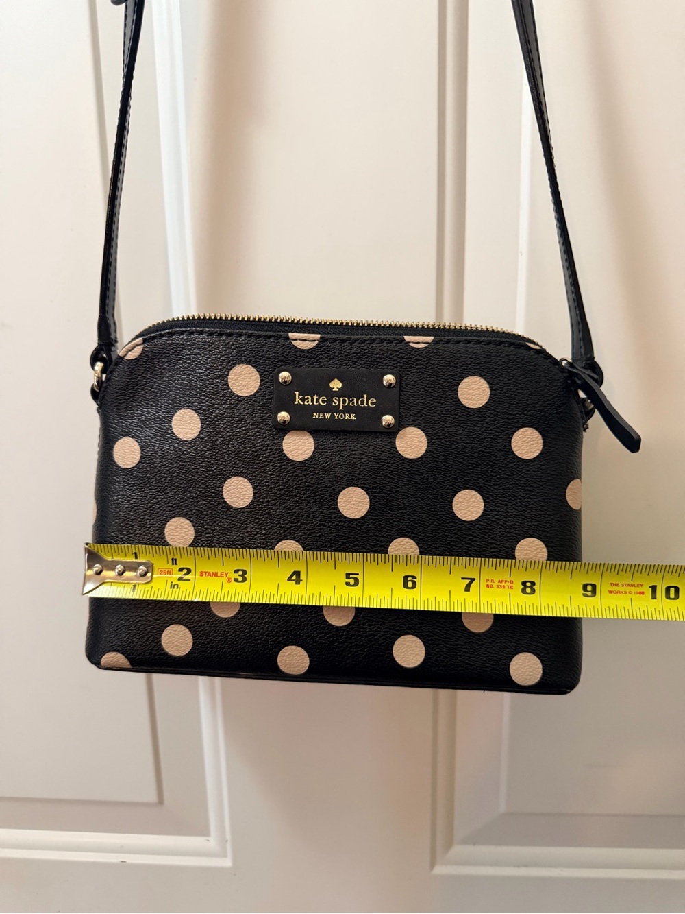kate spade Black with Beige Polka Dot Crossbody Bag
